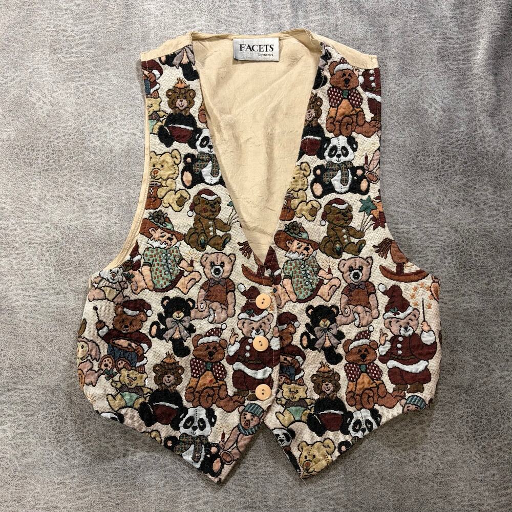 Vintage Teddy Bear Tapestry Vest